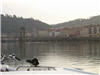 Die Rhône am Morgen nach dem grossen Wind, in Ste. Colombe (Blick auf Vienne)